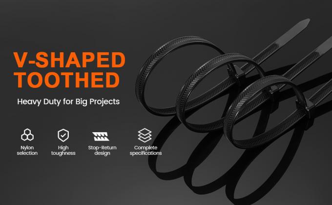 Durable Nylon Cable Ties V-Shaped Toothed Self-Locking 200 LBS Tensile ...