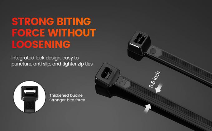 Durable Nylon Cable Ties V-Shaped Toothed Self-Locking 200 LBS Tensile ...