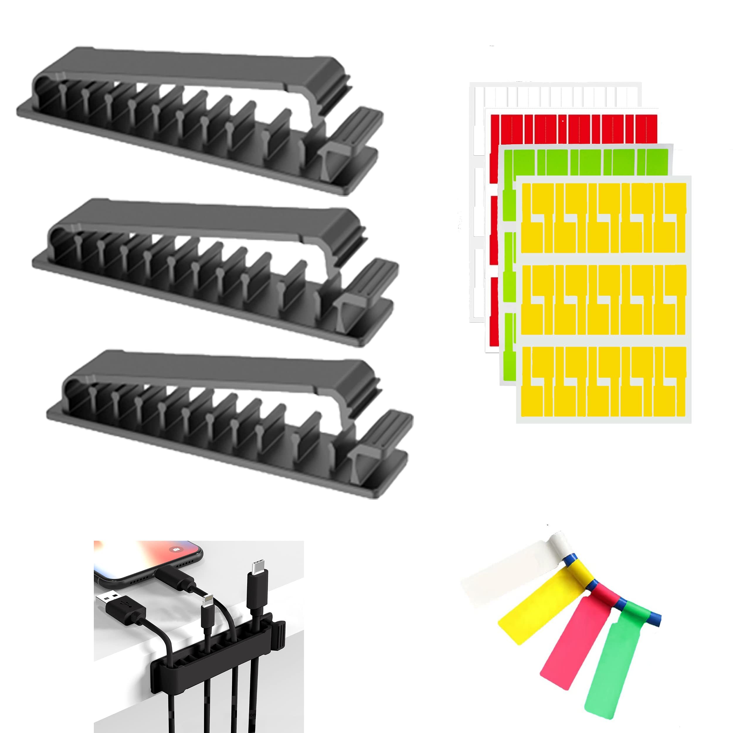 Rectangle Plastic Cable Organizer Black Plastic Cable Holder Multi Purpose