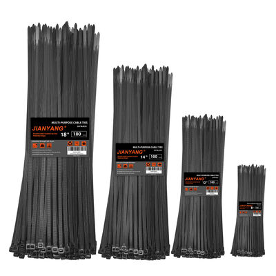 Qualidade Braçadeiras de Zíper Dentadas Dupla Face Tamanhos Sortidos 8+12+14+18 Polegadas, Resistência à Tração de 100 LBS, Abraçadeiras de Cabo para Serviço Pesado com Travamento Automático, Ajustáveis, Mais Duráveis, Abraçadeiras de Nylon para Interiores e Exteriores Fábrica