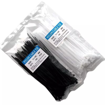 Quality Durable Using Various 7.6x400mm Black White Multi Color Zip Self Locking Nylon Cable Ties factory