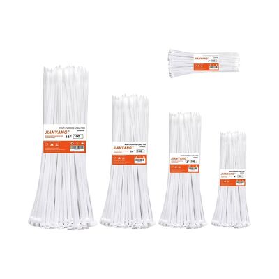 Kwaliteit Zip Ties Diverse Maten 6+8+12+14+18 Inch 500 Stuks Dubbelzijdig Getand 120 LBS Treksterkte Zware Kabelbinders Wit Fabriek