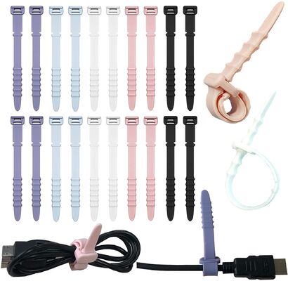 Qualität Silikon-Kabelbinder Kabel Silikon-Kabel-Organizer-Bänder Wiederverwendbare Kabelbinder Wiederverwendbare Drahtbinder usine
