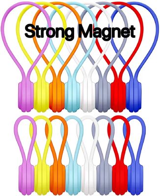 Quality Reusable Super Strong Magnetic Silicone Rubber Cable Management Cord Organizer Holder Fastening Silicone Cable Ties Strap factory
