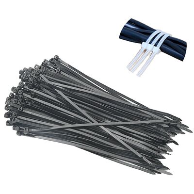 جودة 4.8x200mm ربطة كابل نايلون قابلة لإعادة الاستخدام سوداء ذاتية القفل أشرطة ربط بلاستيكية لأسلاك 100mm روابط بسحاب مصنع