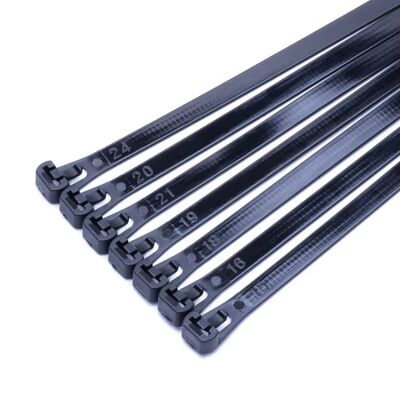 qualità Fascette stringicavo in nylon 66 nere, lunghezza 200mm-400mm, riutilizzabili fabbrica