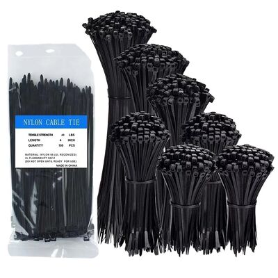 qualidade 18 Lb 4 Polegadas Abraçadeiras de Cabo Autotravantes Pretas Ecológicas para Exterior fábrica