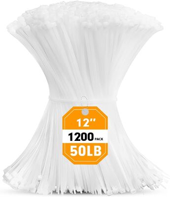 calidad 12 pulgadas 50 libras resistencia a la tracción autobloqueador de cable de nylon corbatas blancas 1200 piezas fábrica