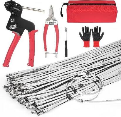 Qualità Set di pistole da cintura in acciaio inossidabile (heavy-duty), comprende 100 pezzi di fasce di cintura in acciaio inossidabile da 11,8 pollici (200 libbre ciascuno) Fabbrica